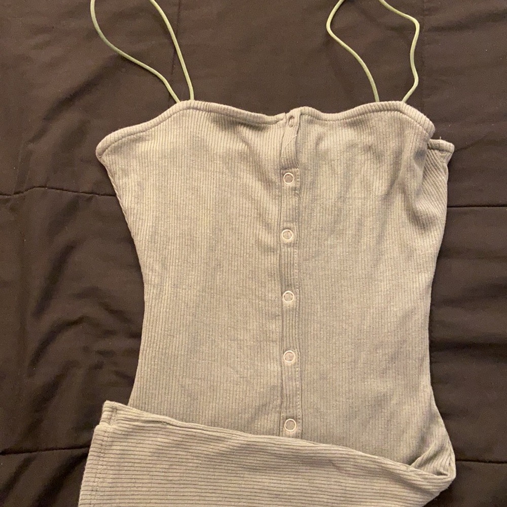 Windsor Olive Green Button Mini Dress - Picture 4 of 5